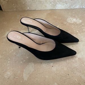 Zara kitten heel mule - black